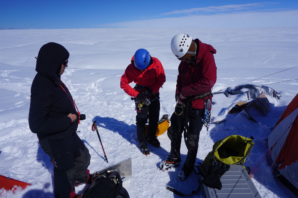 Gearing up for our first recon out of camp.