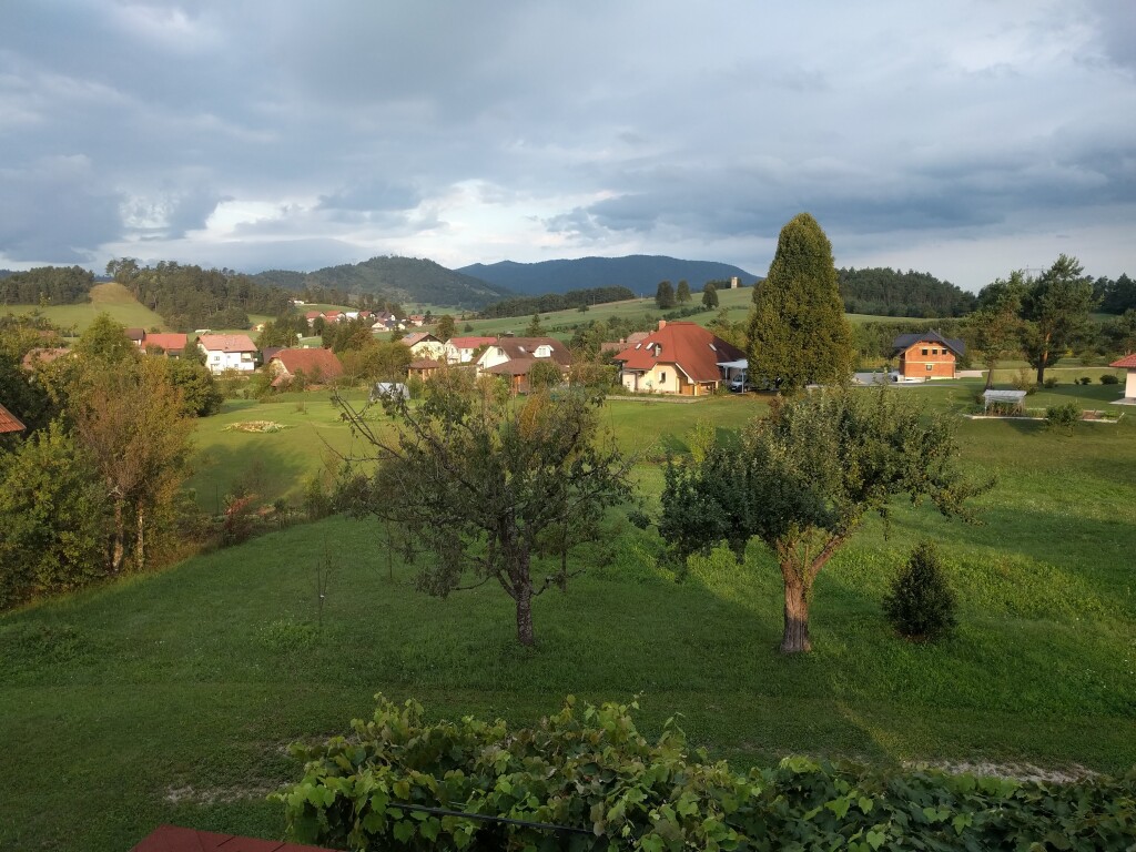 The view from our apartment in Slovenia, looking toward Planinsko polje.